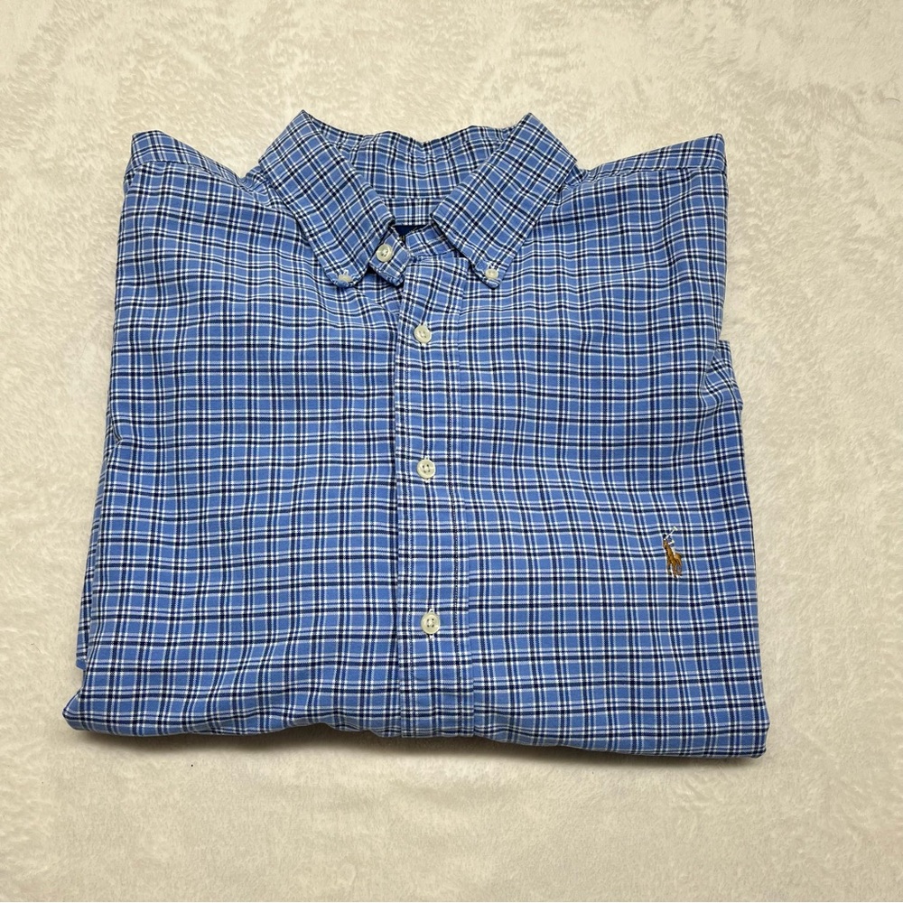 Ralph Lauren Plaid Oxford Shirt Mens XLT Tall Button Down Long Sleeve